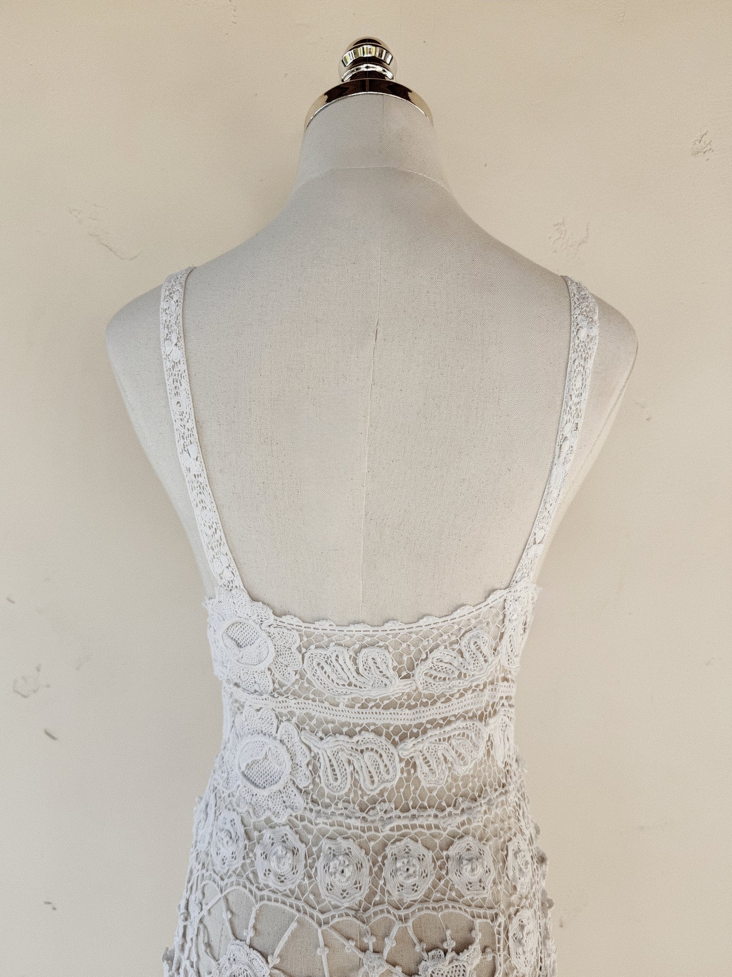 Antique Irish Crocheted High Low Dress- XS-S