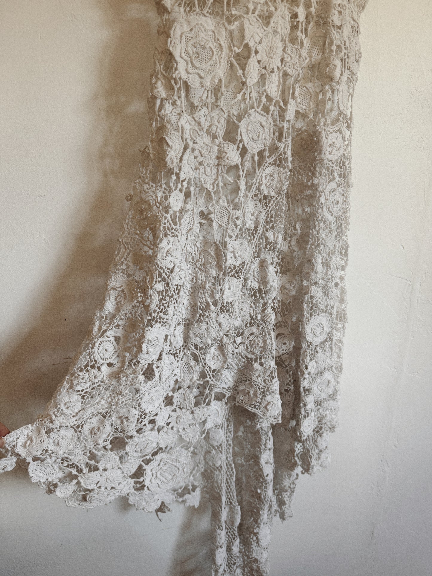 Antique Irish Crocheted High Low Dress- XS-S