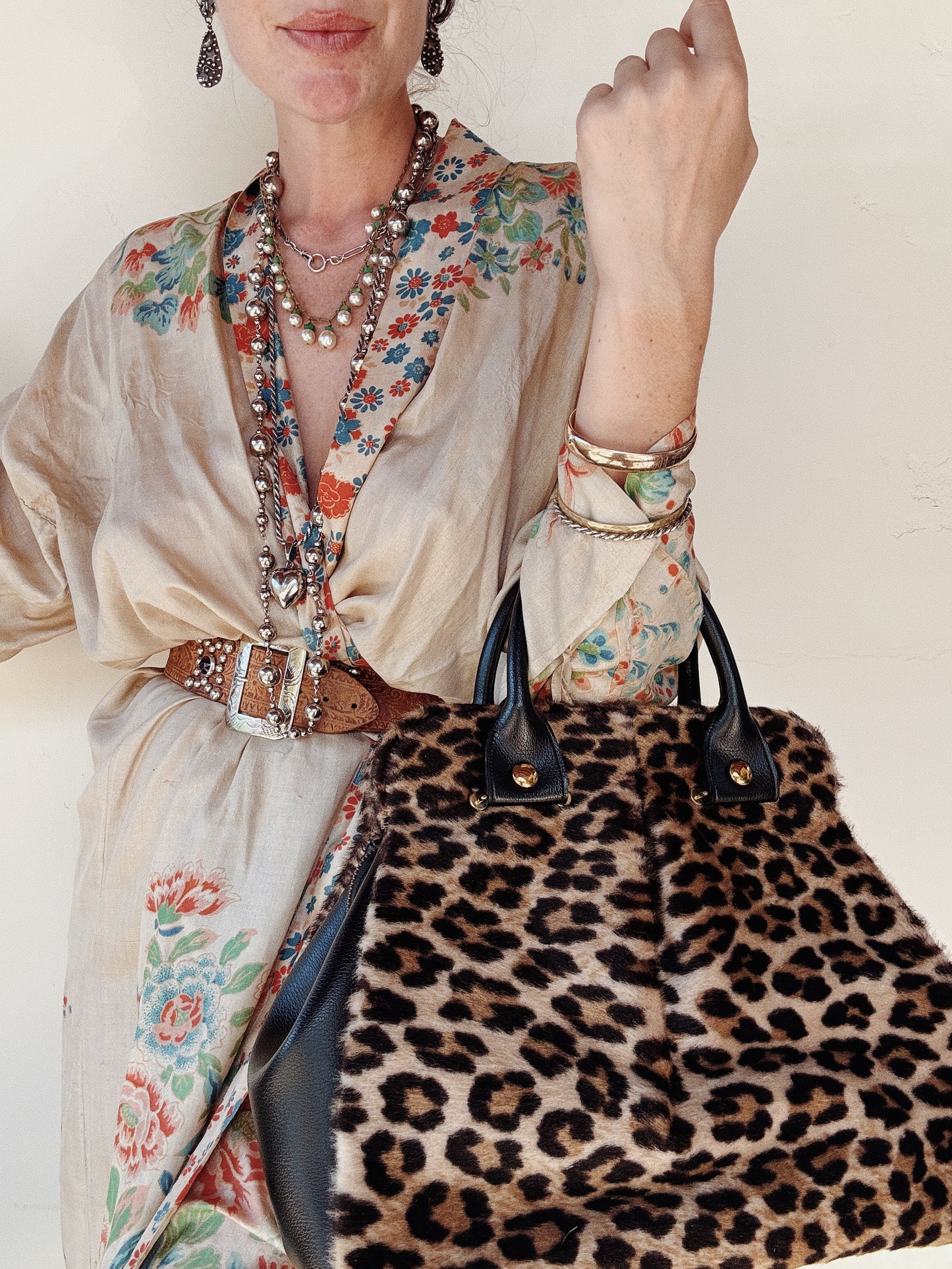 1950s Jumbo Leopard Faux Fur Handbag