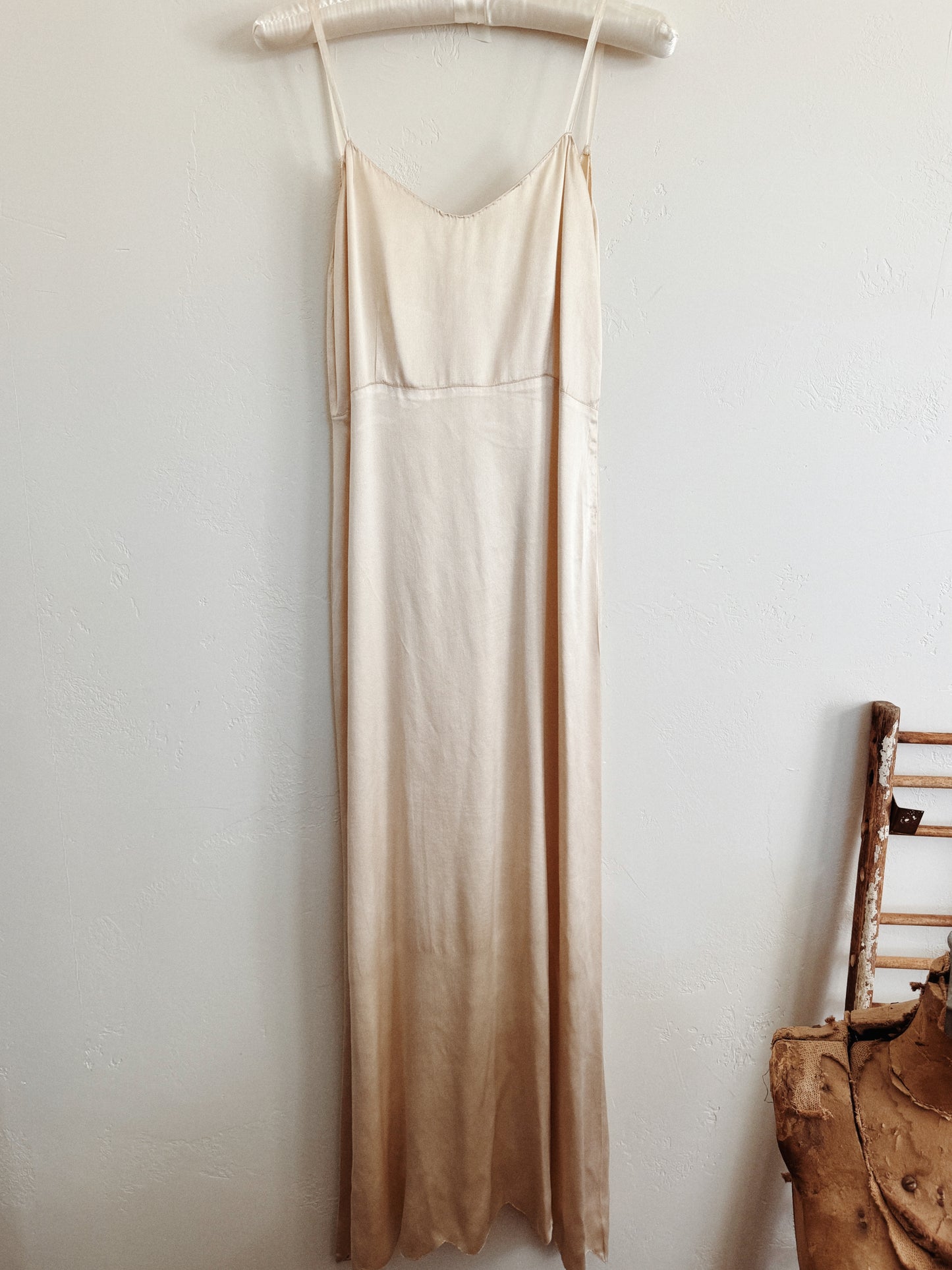 1930s White Lace + Puffed Shoulder Gown w/ Rhinestone Belt- XS/S