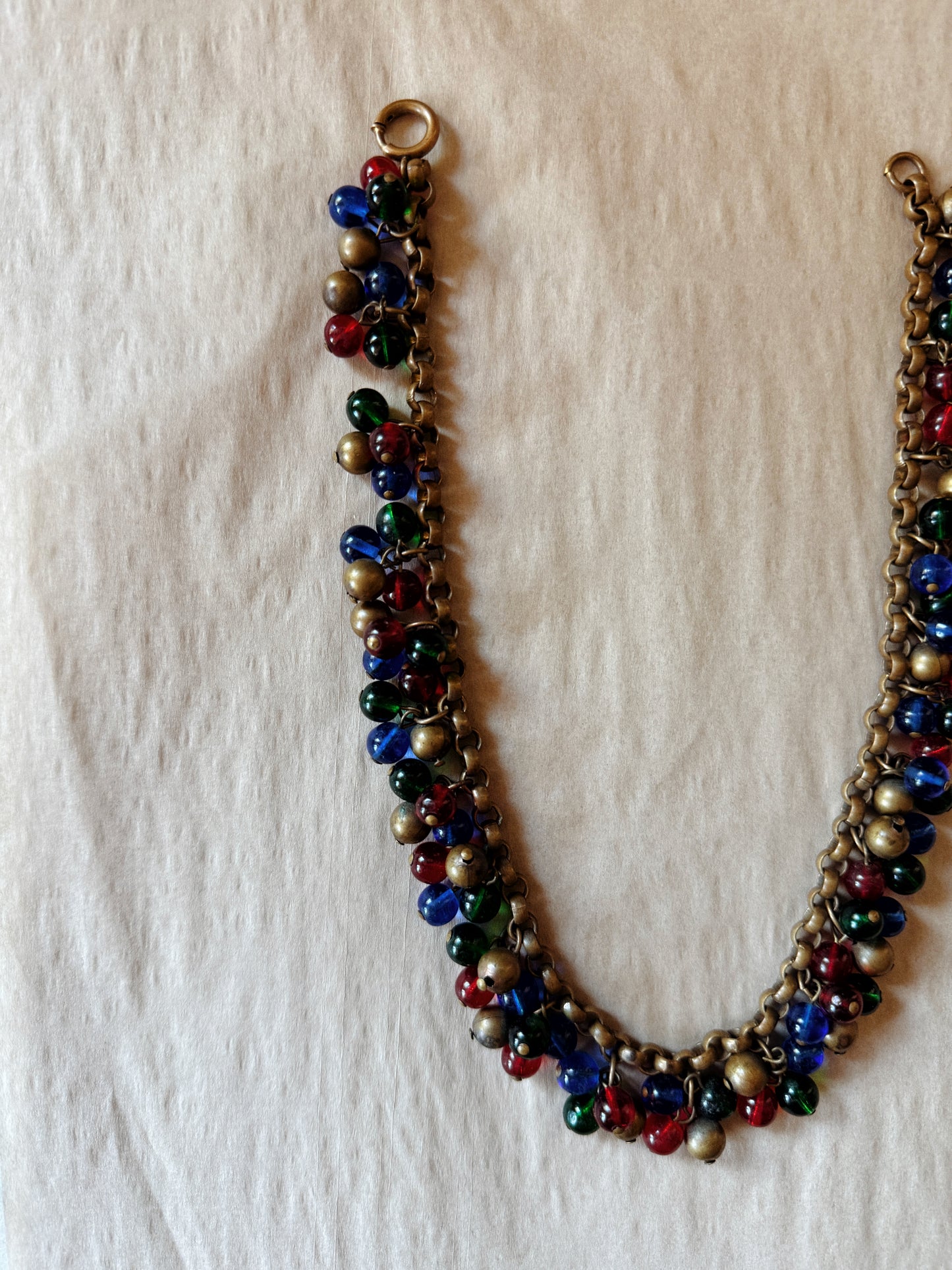 1930s Czech Glass + Brass Cluster Necklace