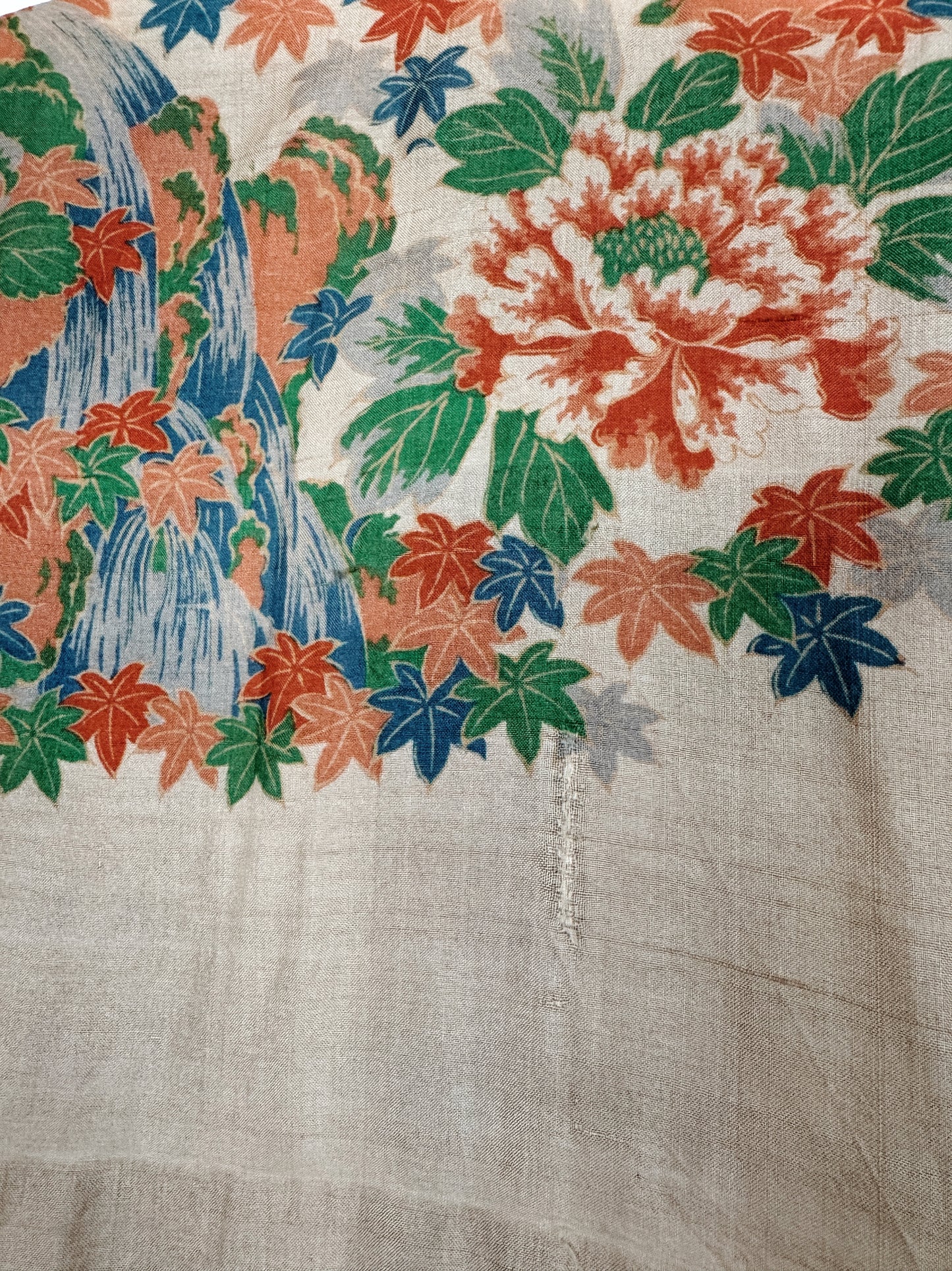 1920s Pongee Silk Printed Duster Robe- O/S