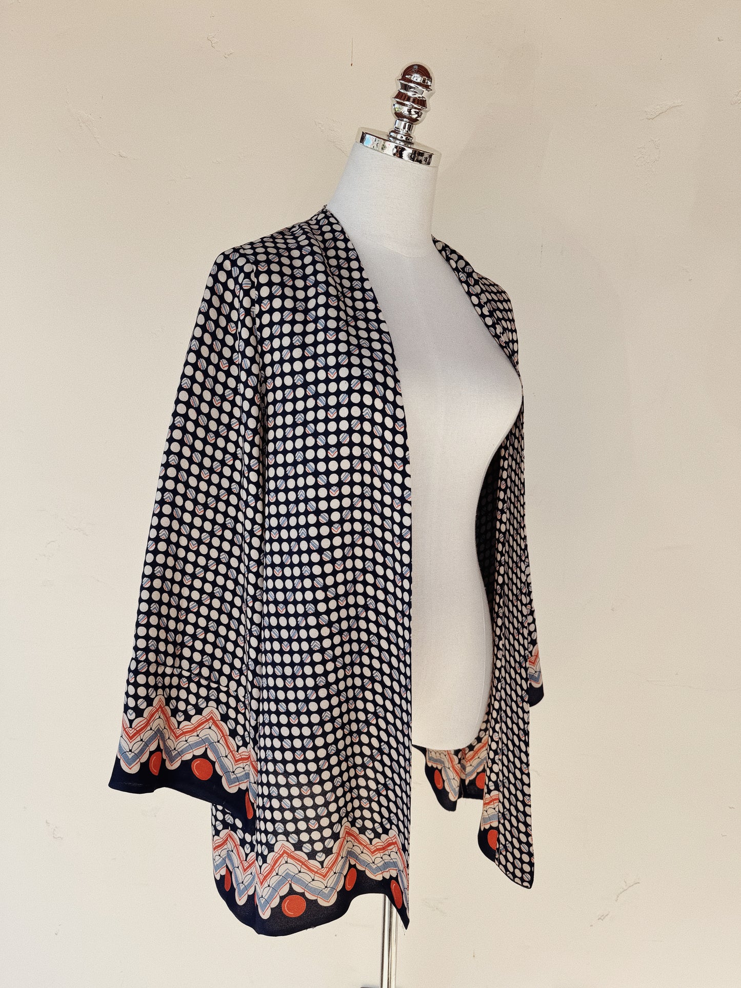 1920s Art Deco Abstract Printed Rayon Crepe Jacket- S-M