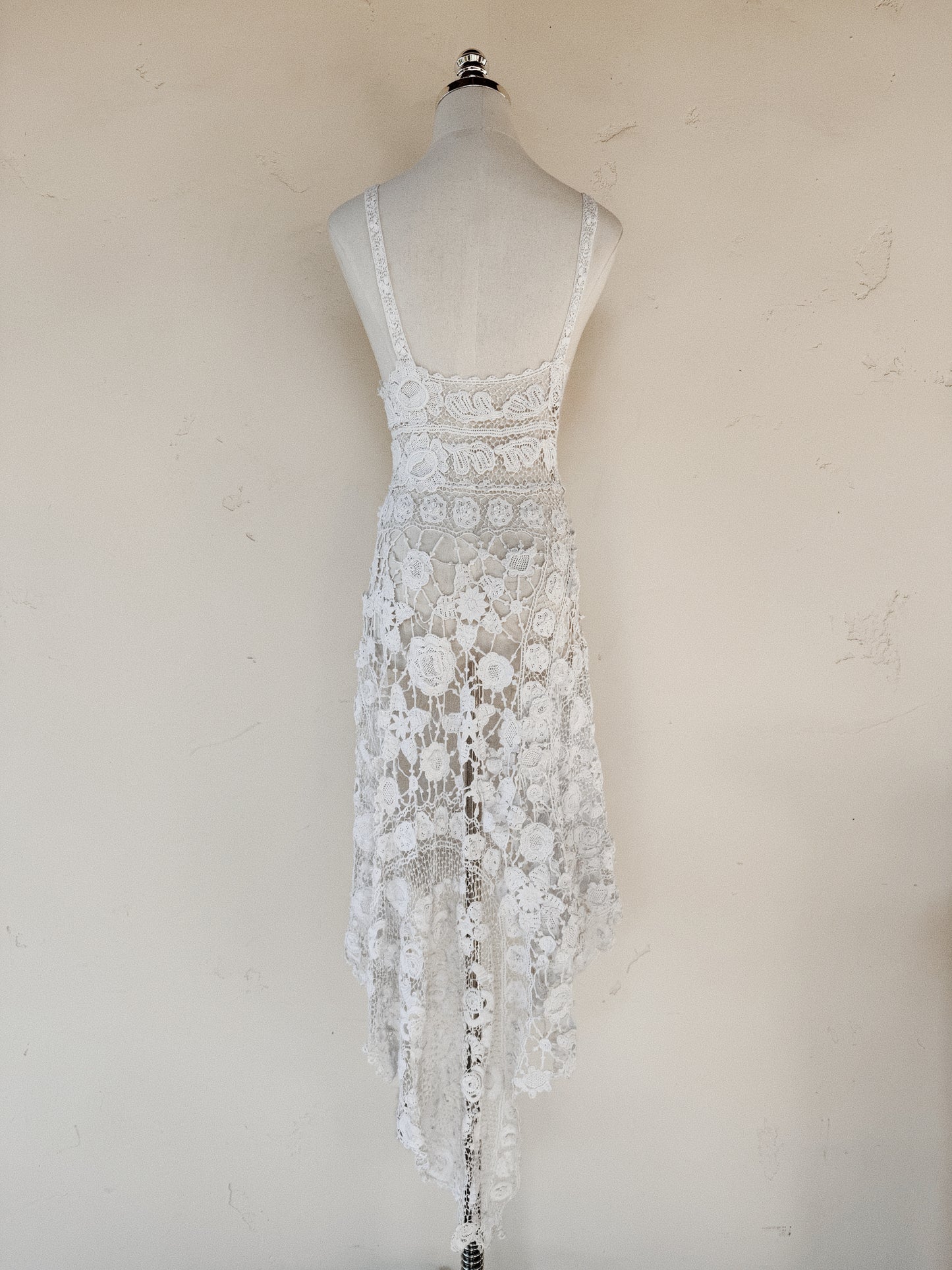 Antique Irish Crocheted High Low Dress- XS-S