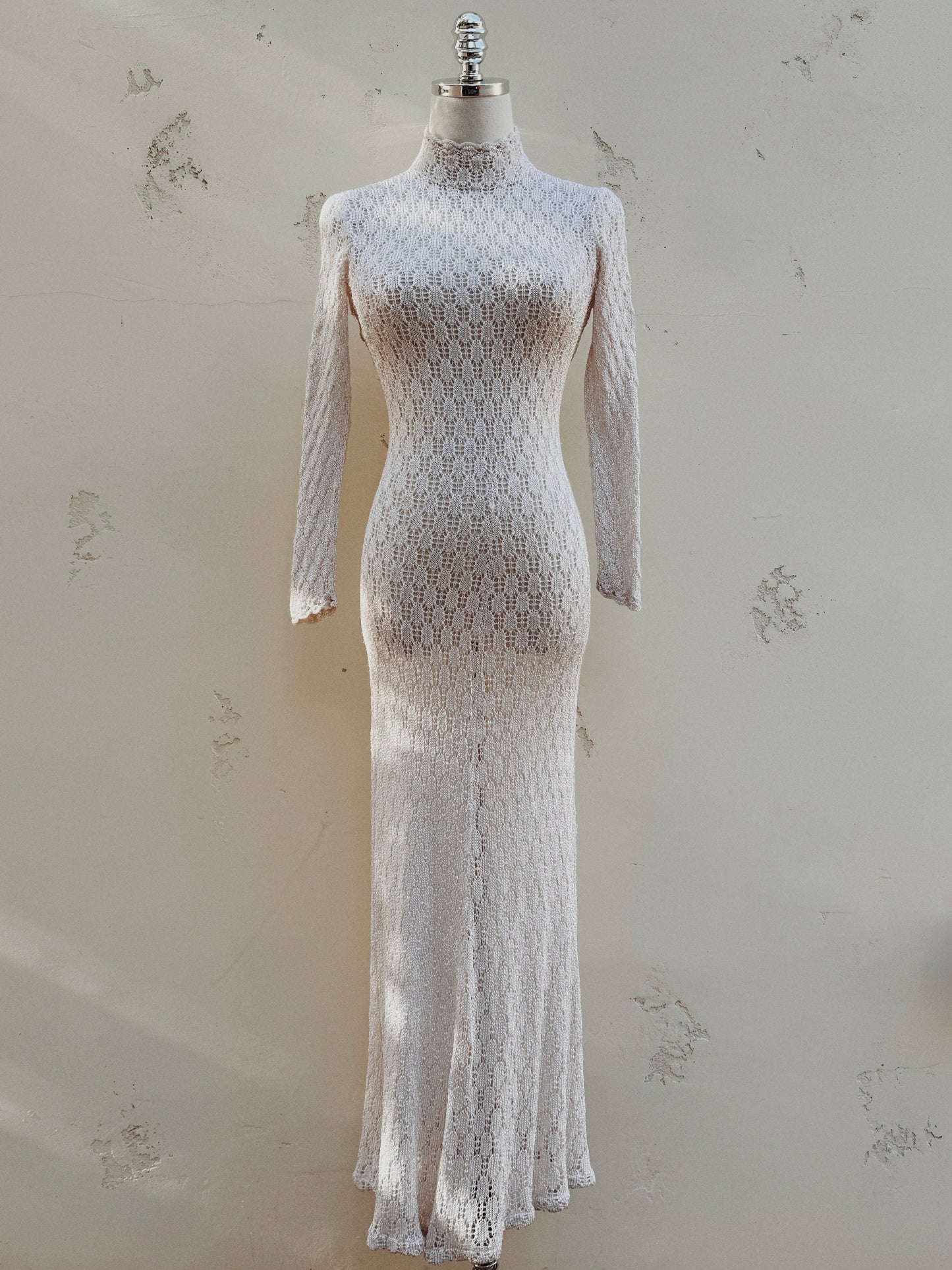 1970s White Crocheted Dress- XS/S
