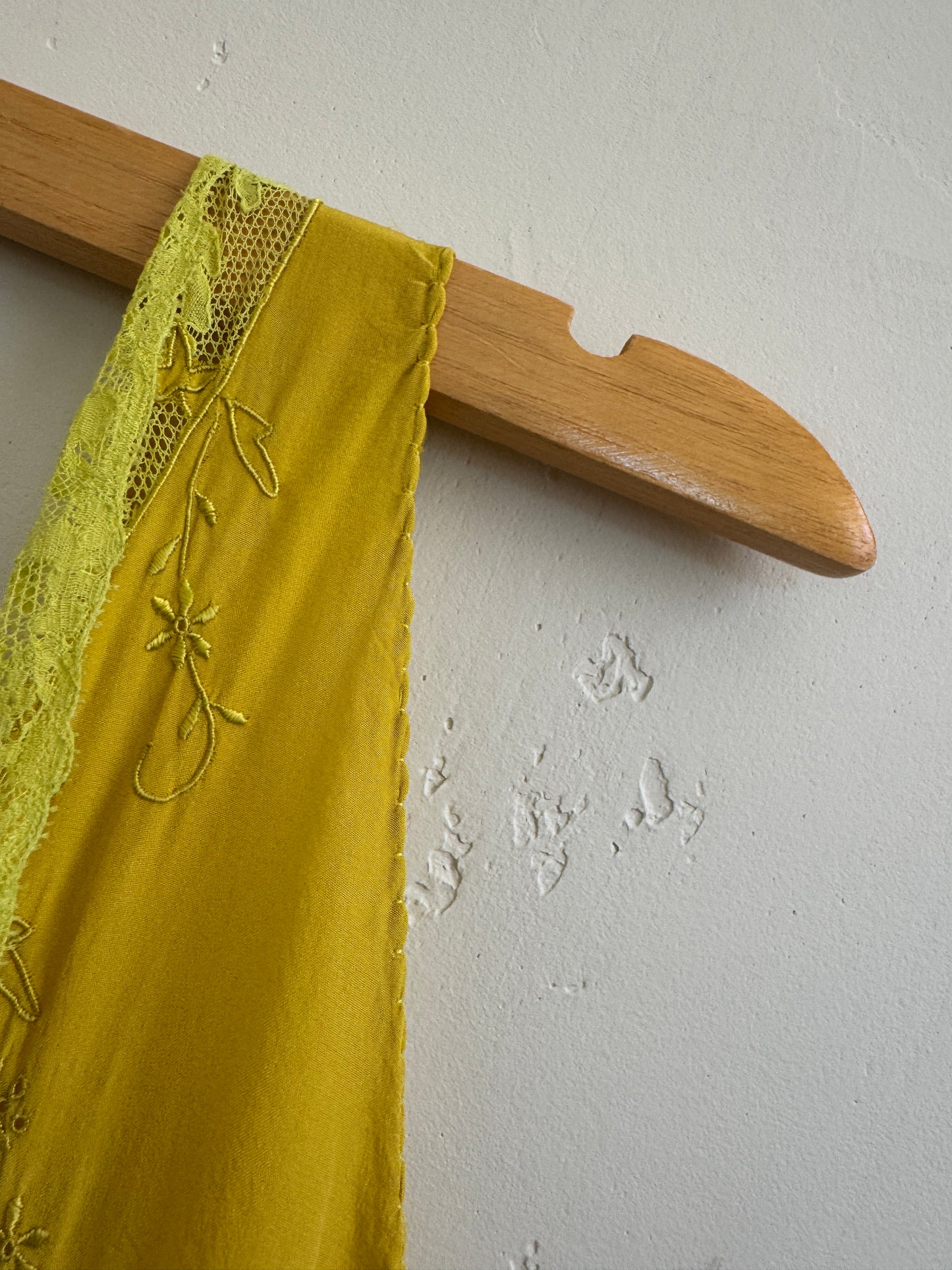 1930s/40s Marigold Silk Embroidered Slip Dress- S