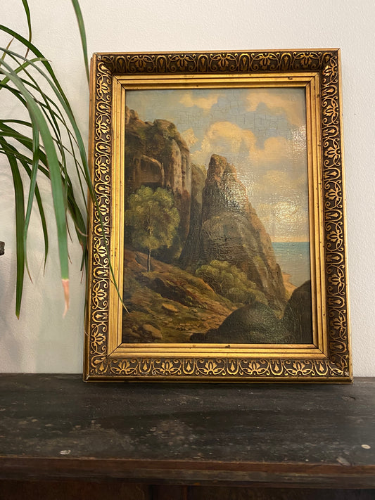 19th Century Antique Danish Seascape Oil Painting- 10x13”