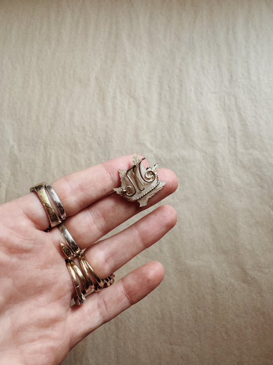1940s Sweetheart “M” Mother of Pearl Maple Pin