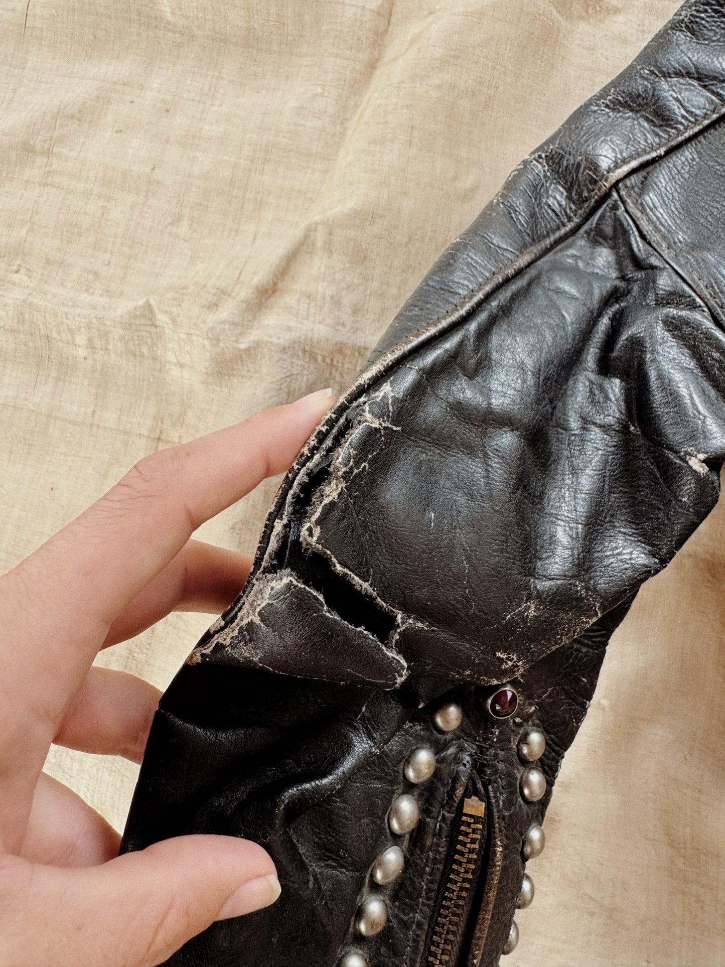 1950s Harley Davidson Cycle Queen w/ Studs + Original Artwork- S/M