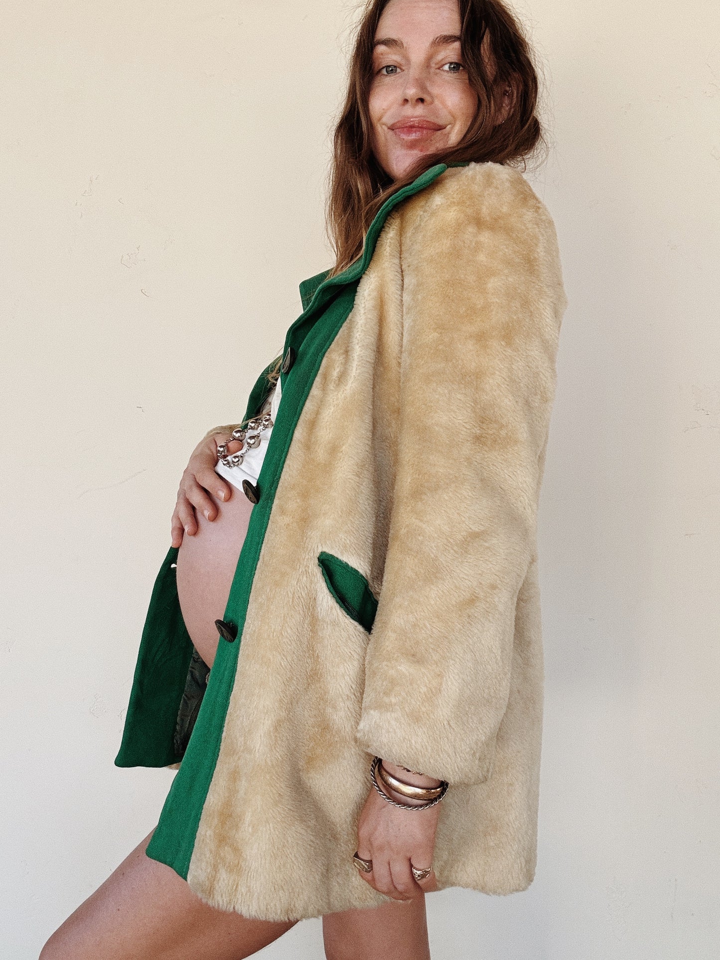 1930s/40s Teddy Bear Coat w/ Puffed Shoulders- S/M-M