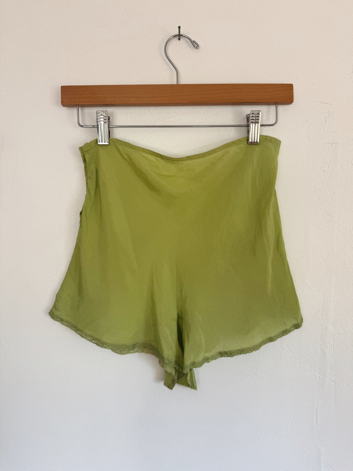 1930s Absinthe Silk + Lace Tap Shorts- S-S/M