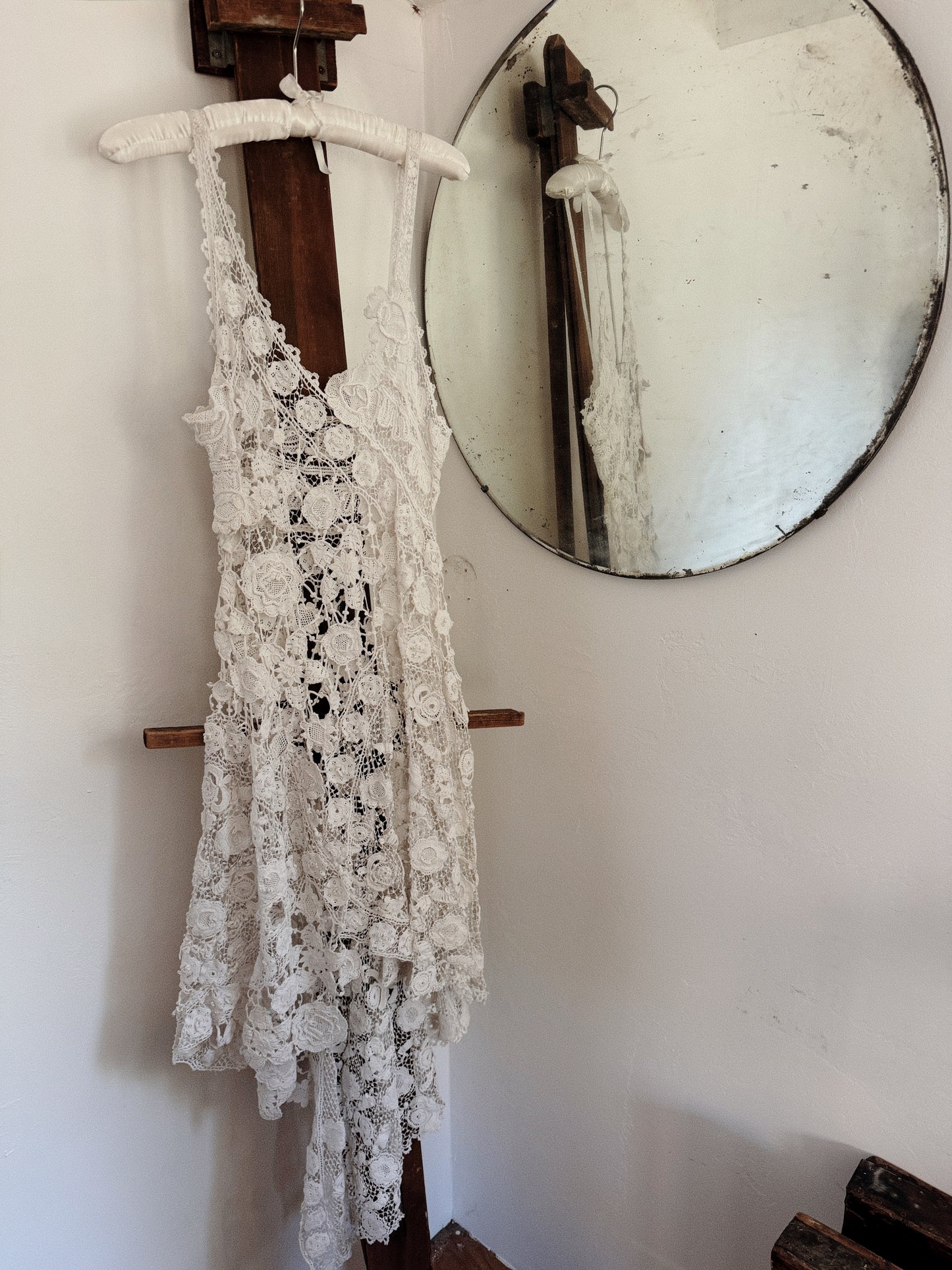Antique Irish Crocheted High Low Dress- XS-S