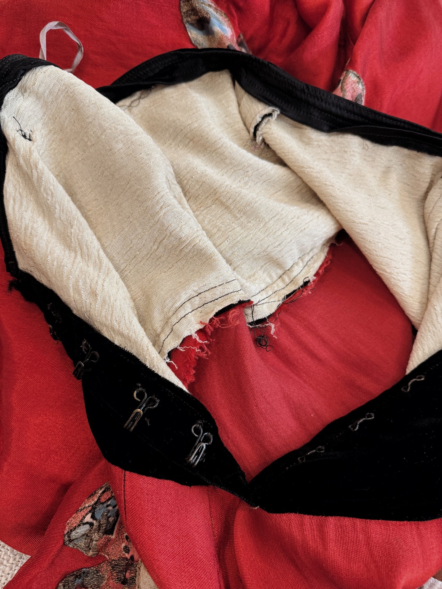 1920s/30s Black Velvet Gypsy Skirt w/ Lamé Floral Appliqué- S