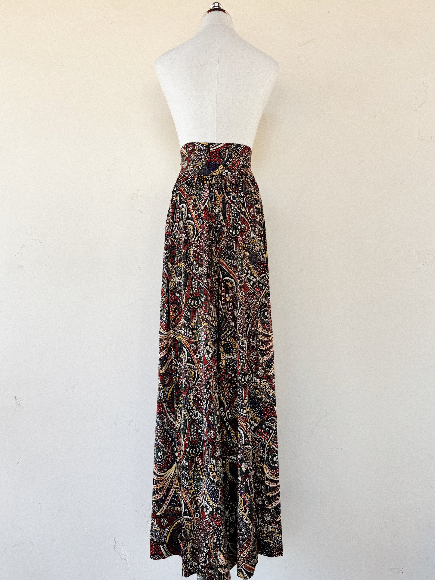 1930s/40s Paisley Rayon Jersey Ultra Wide Elephant Leg Palazzo Pants- L