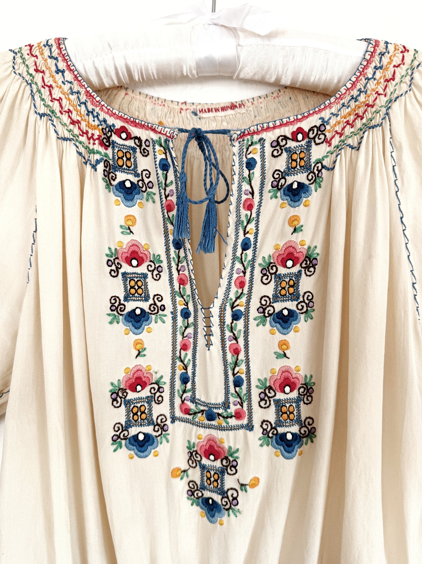 1930s Silk Hungarian Embroidered Peasant Blouse- S-S/M