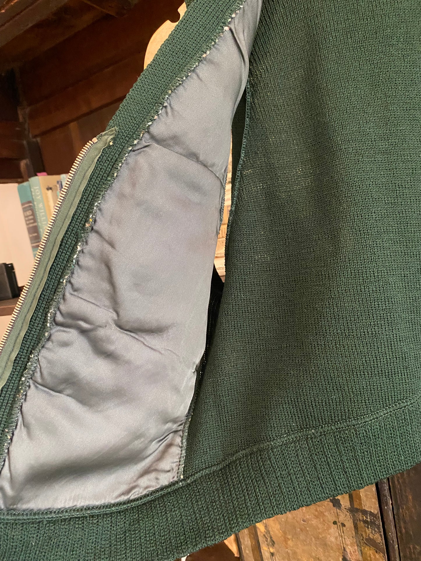 1930s Green Zipper Front Confetti Vest- M-L