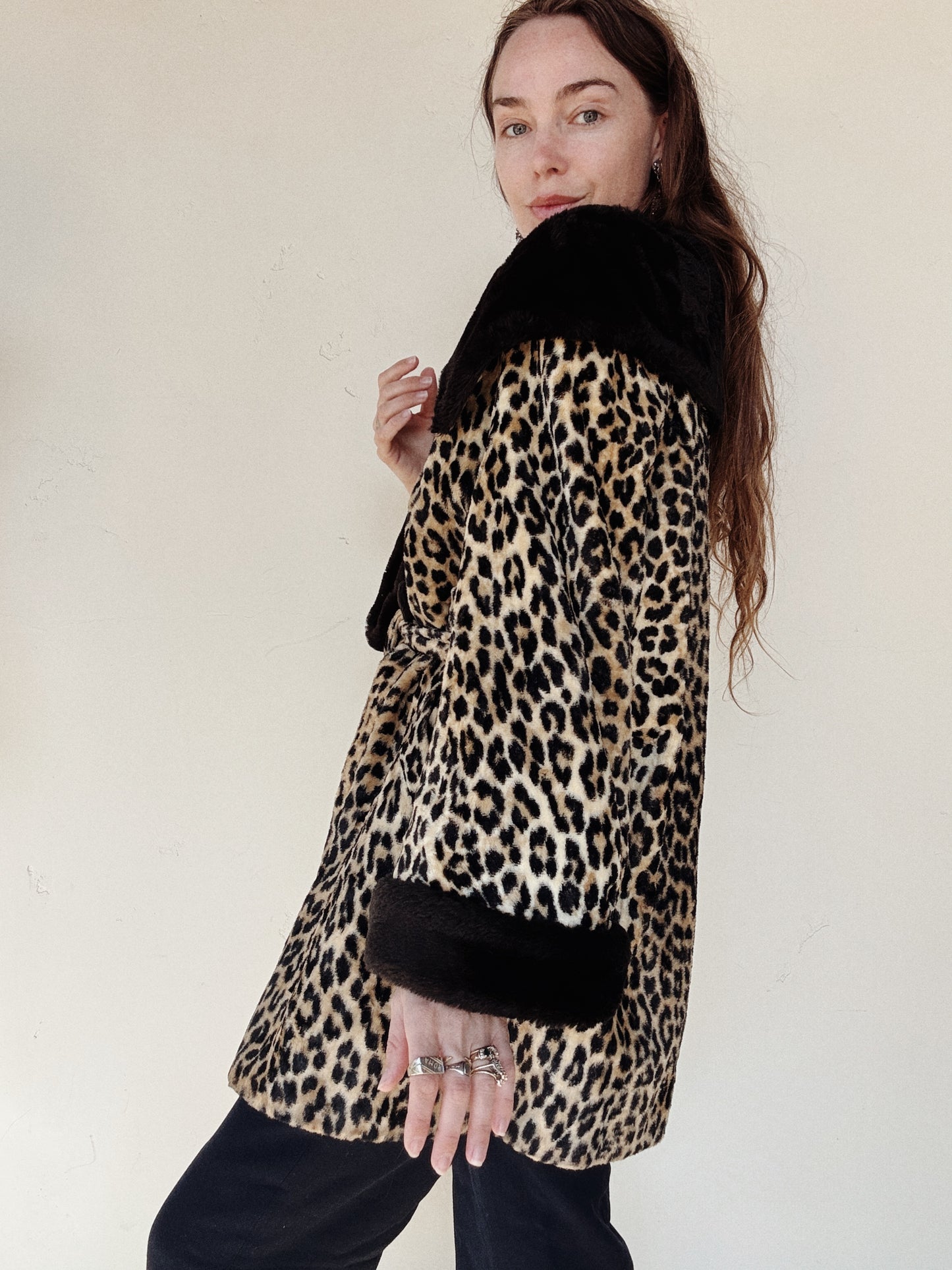 1960s Leopard Faux Fur Coat