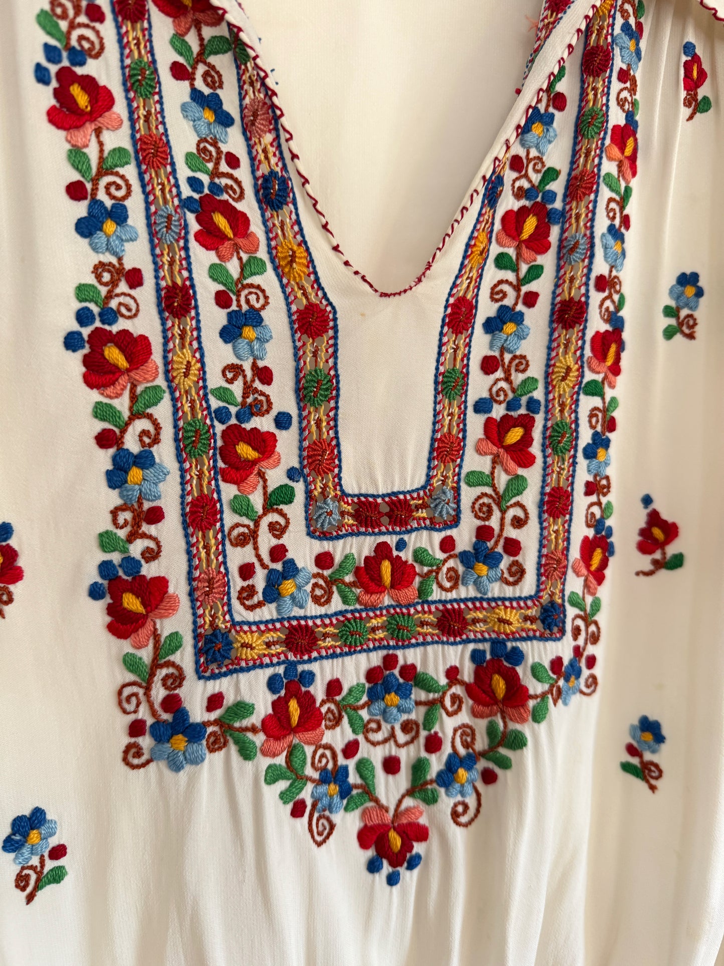 1930s/40s Embroidered Rayon Hungarian Peasant Blouse- S/M-M