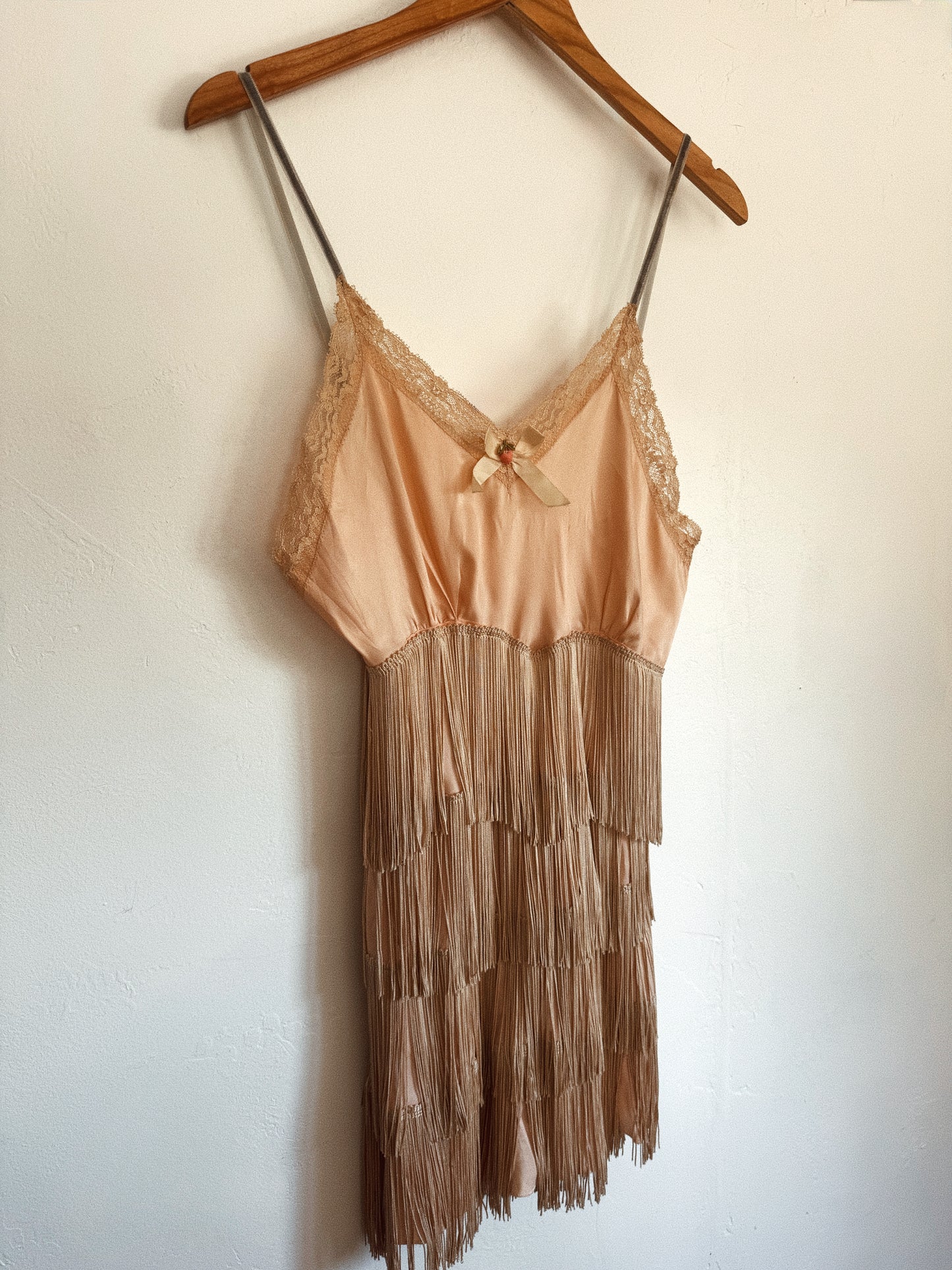 1950s One of a Kind Fringe Flapper Mini Slip Dress- S/M-M