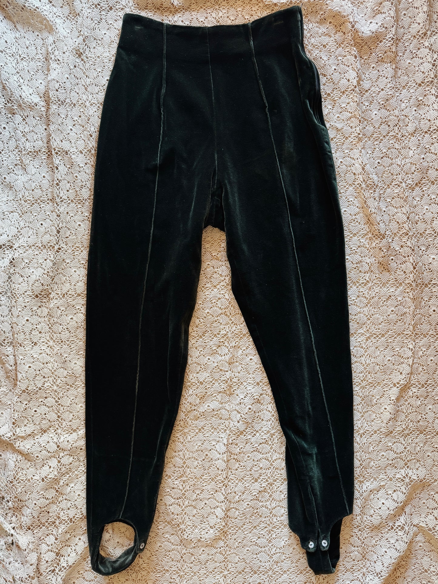 Vintage Romeo Gigli Emerald Velvet Stirrup Trousers- S