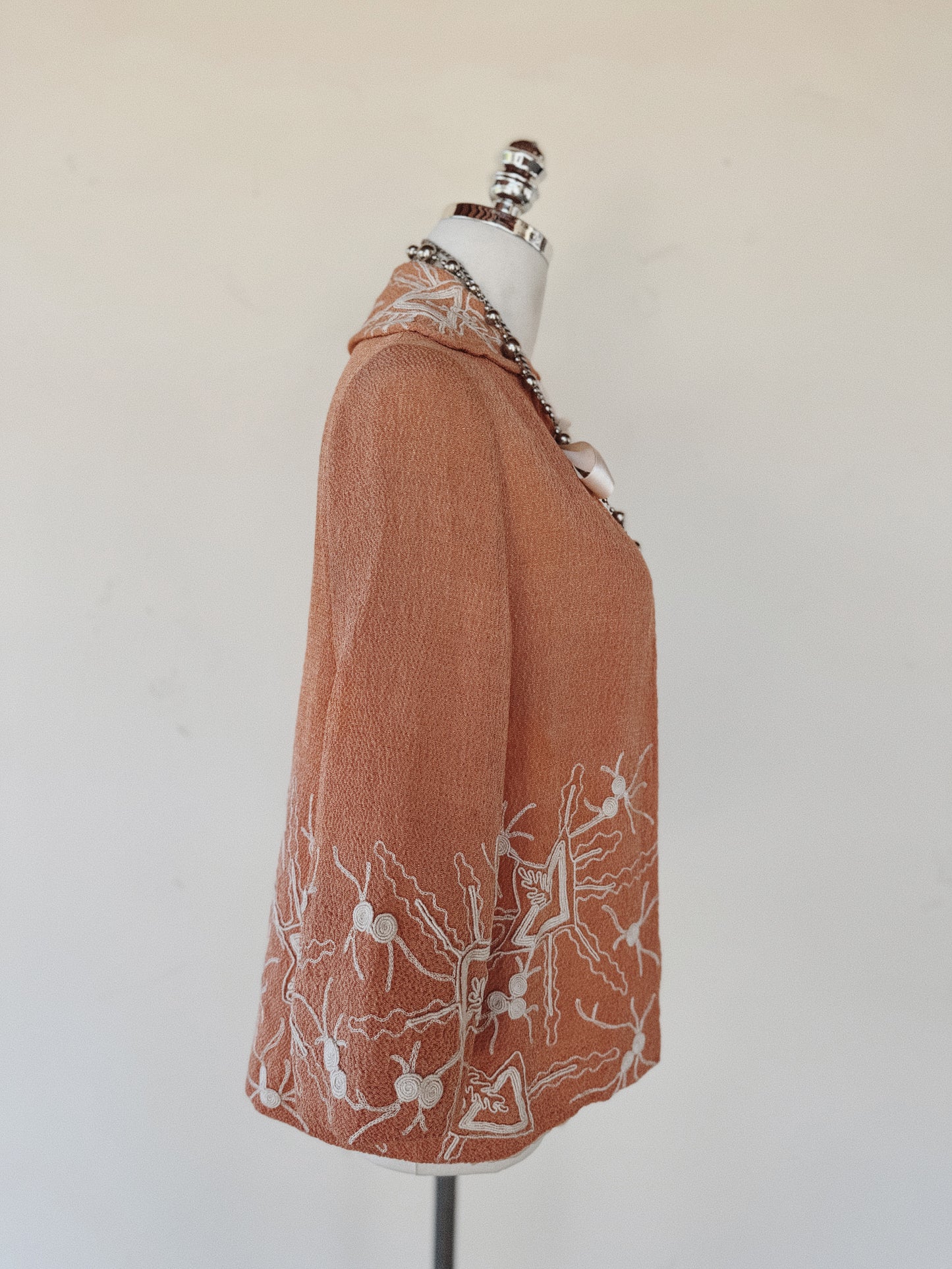 1920s Tangerine Avant Garde Soutache Crepe Jacket- S/M
