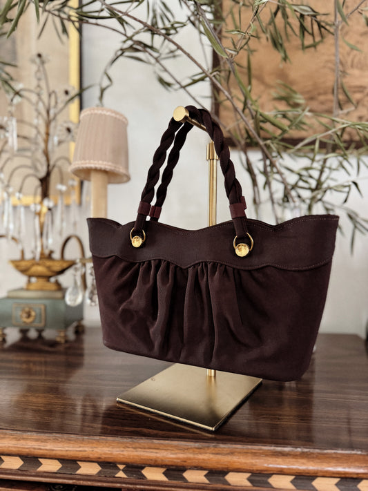 1940s Brown Handbag w/ Braided Straps
