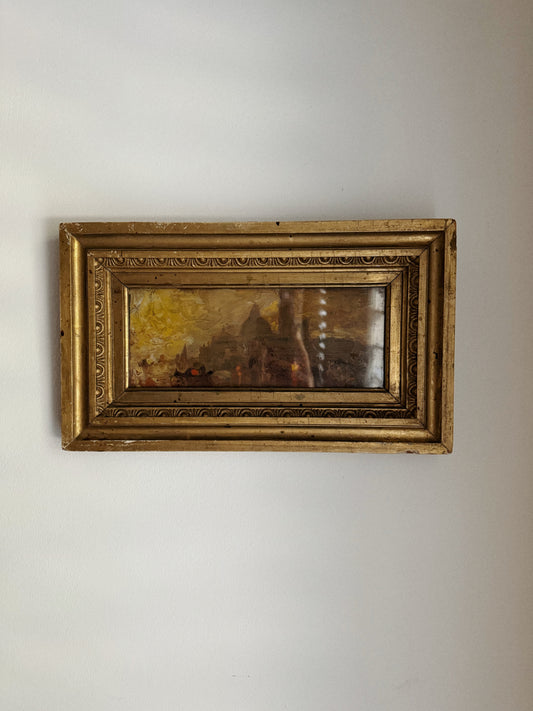 19th Century Antique Scene of Venice, Italy Oil on Wood- 8 x 14”