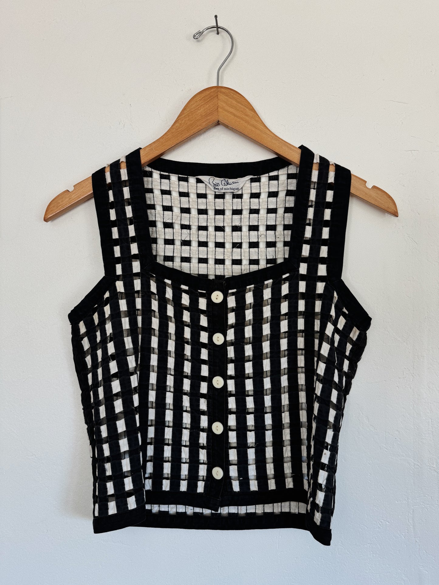 1950s Bill Atkinson Black + White Cage Top- S