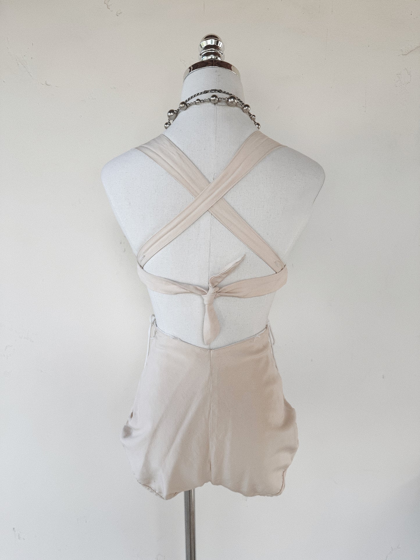 1942 Cole of California “Swoon Suit” Champagne Bombshell Ruched Lace Up Swimsuit- S/M-M