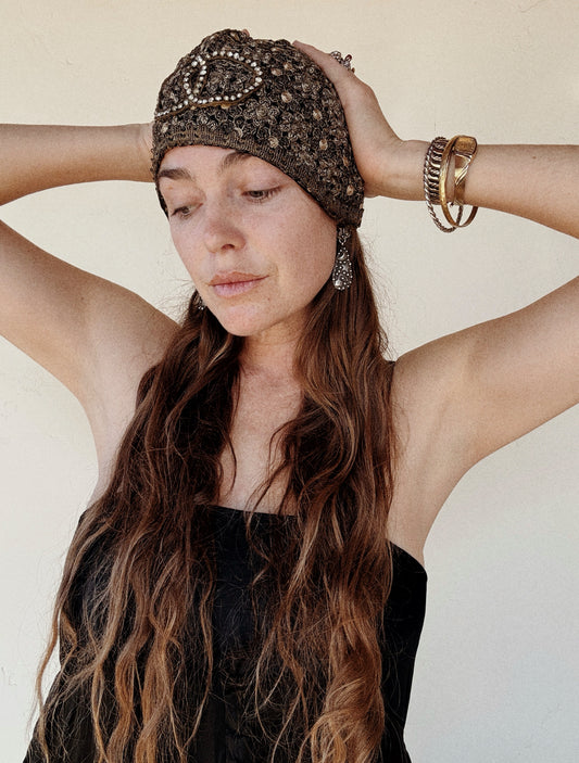 1920s Lamé Rhinestone Turban