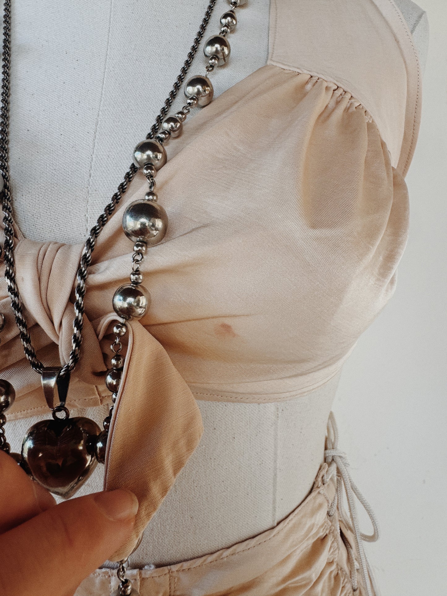 1942 Cole of California “Swoon Suit” Champagne Bombshell Ruched Lace Up Swimsuit- S/M-M