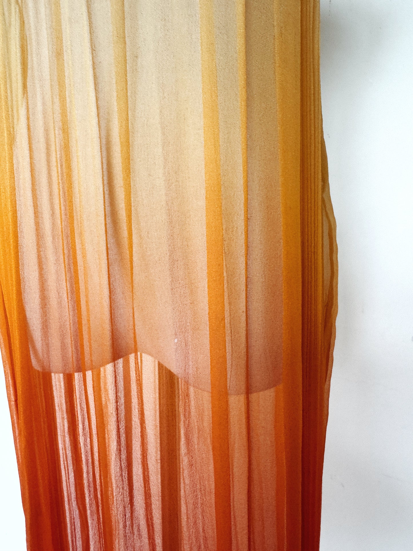1920s Radiant Orange Ombré Silk Chiffon Ensemble- S/M