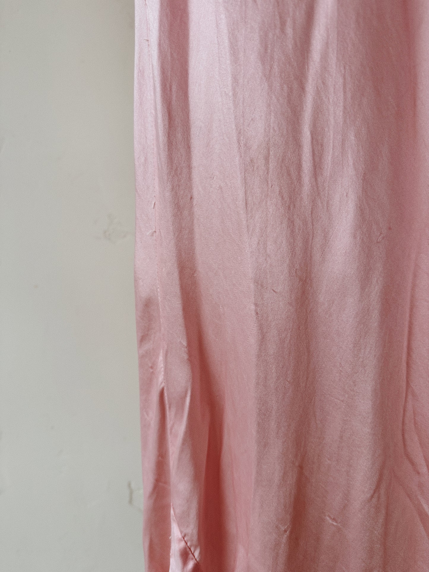 1930s/40s Pink Silk Asymmetrical Slip Dress w/ Lace- S-S/M