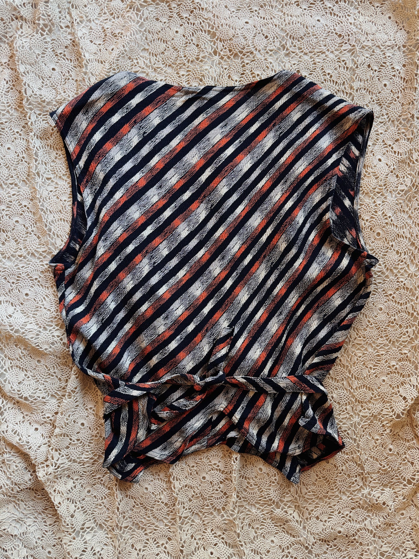 1930s Art Deco Rayon Crepe Waistcoat Top- S/M-M