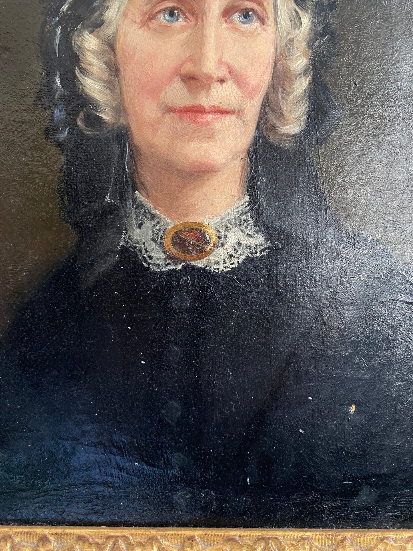 Antique 1800s European Portrait Of A Woman Oil Painting Framed- 17x19”