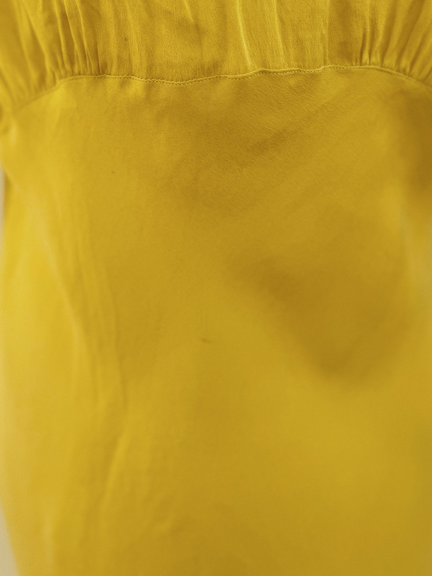 1930s Electric Mustard Silk Slip Dress w/ Floral Lace Inserts- M