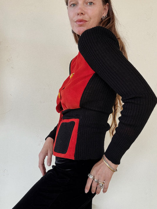 1940s Rare Sportigan Cardigan w/ Bakelite Toggle Buttons- S/M