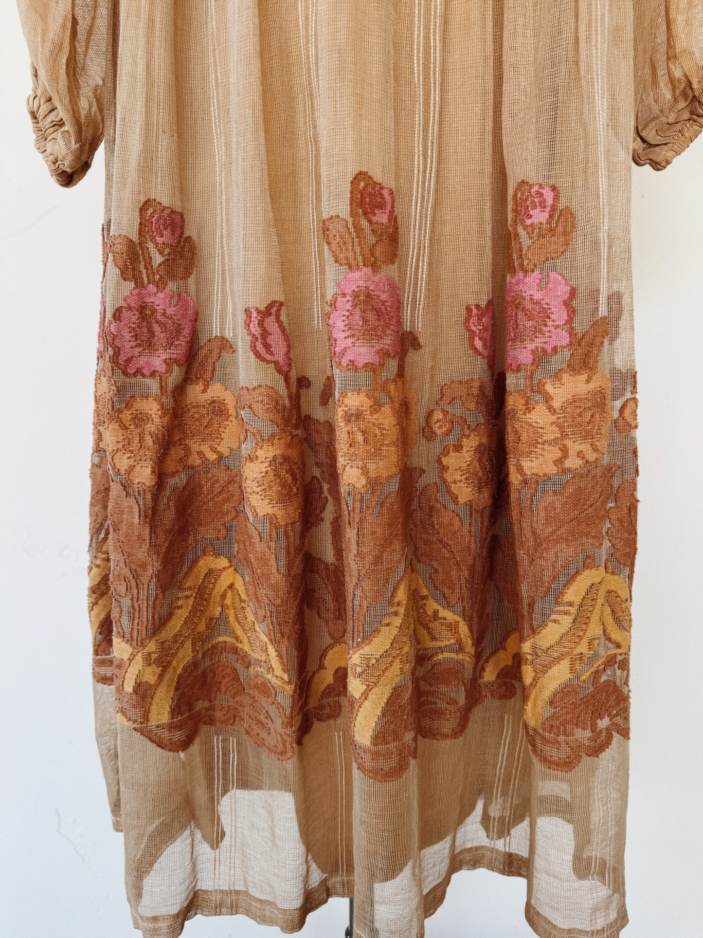 1970s Rare Catherine Buckley Lace + Iris Net Peasant Dress- XS-S