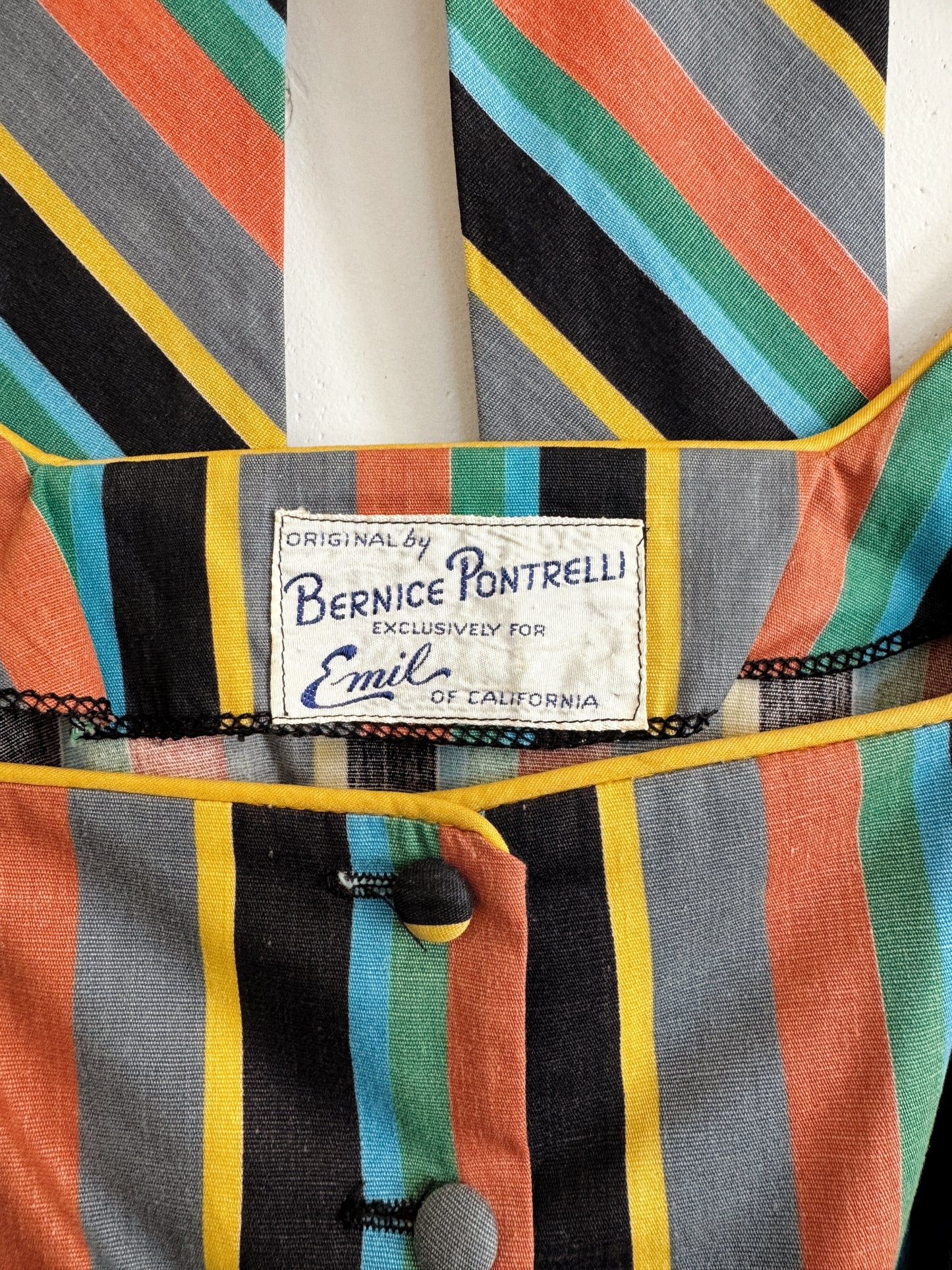 1940s/50s Striped Cropped Top w/ Pom Poms- S