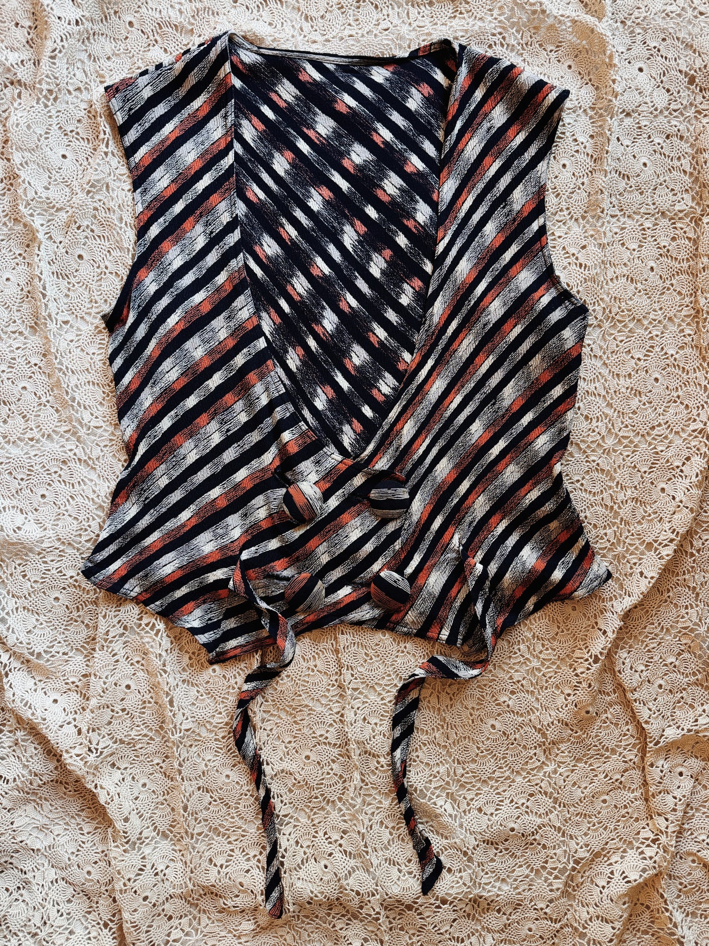 1930s Art Deco Rayon Crepe Waistcoat Top- S/M-M
