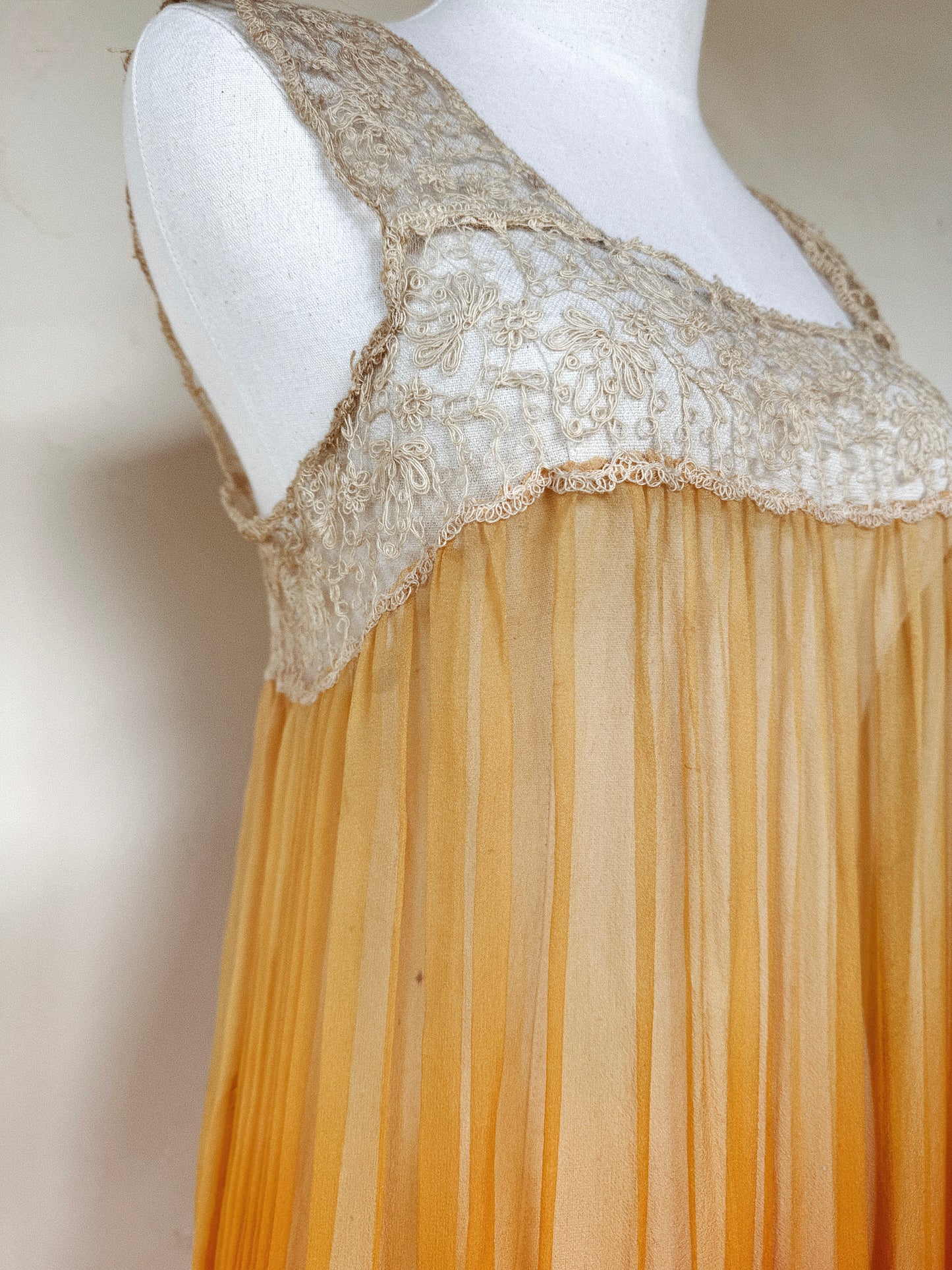 1920s Radiant Orange Ombré Silk Chiffon Ensemble- S/M