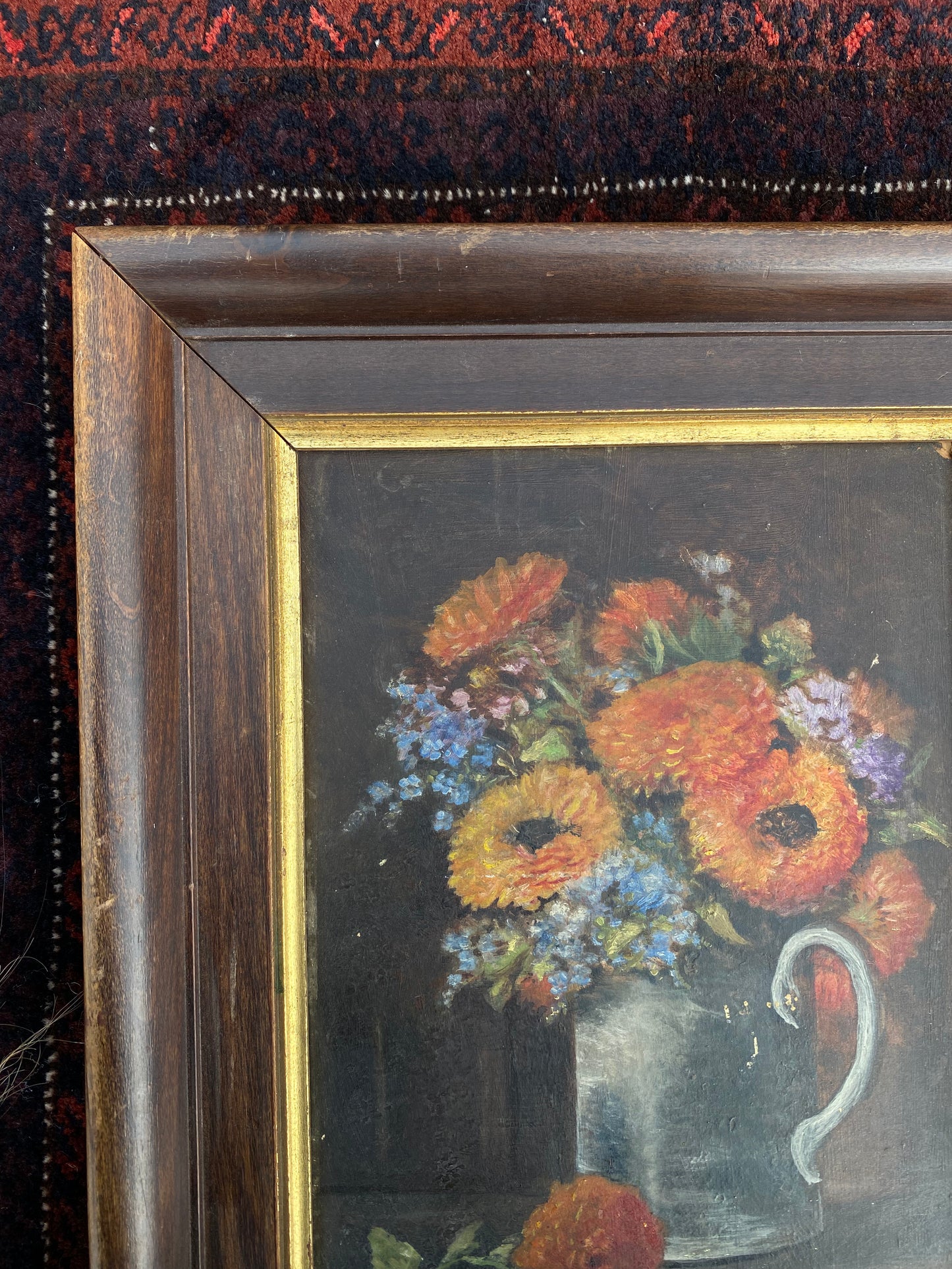 Antique 1920s Floral Oil Painting on Board- 12x16”