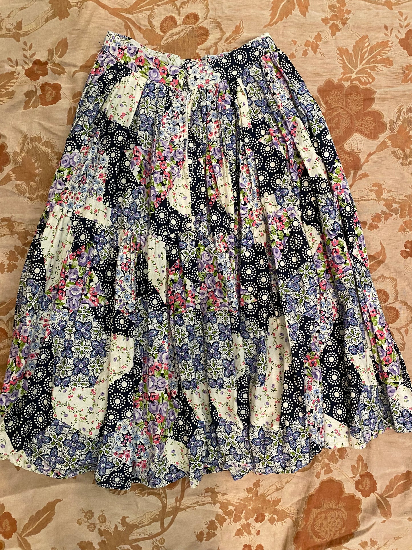 1960s French Handmade Patchwork Skirt- XS