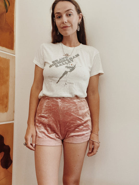 1960s Pink Velvet Shorts-S/M