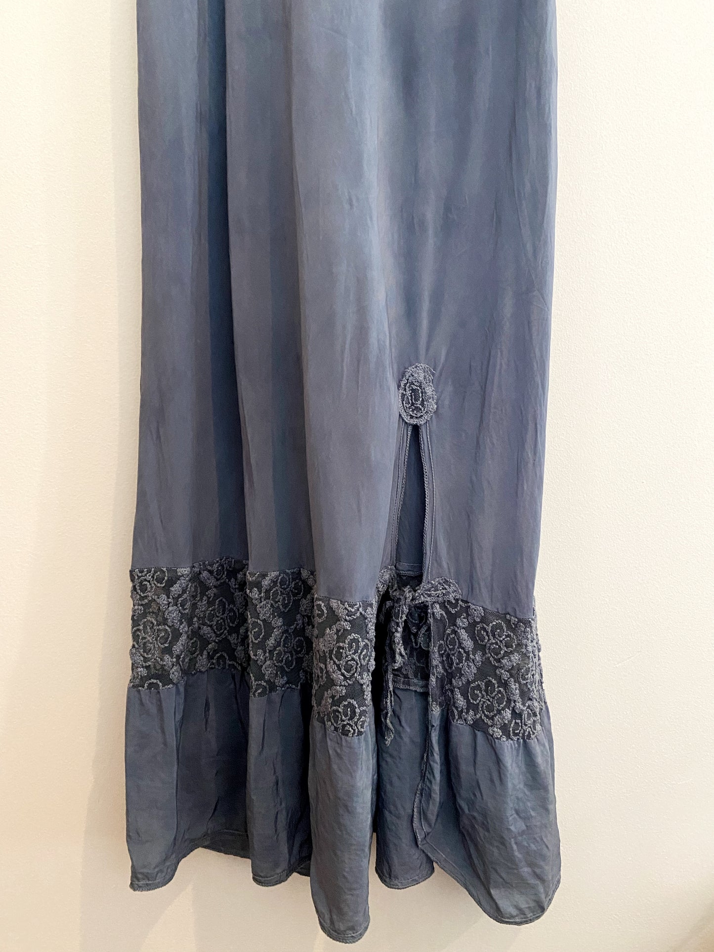 1930s Silk + Lace Robins Egg Slip Dress- S/M
