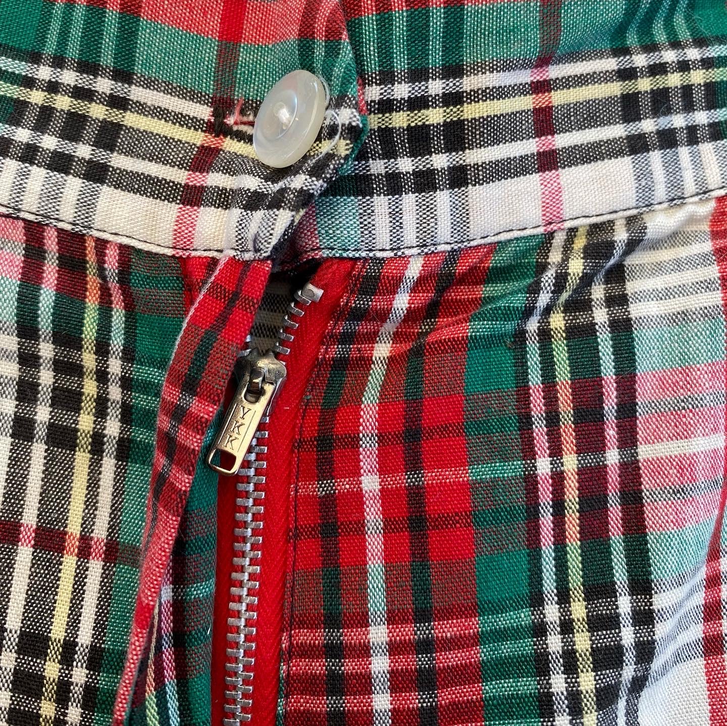 1950s Plaid Cotton Shorts w/ Cinches- 6/8